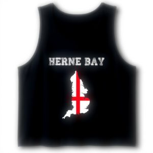 Herne Bay UK Vintage Canotta Mappa Bandiera Uomo Donna