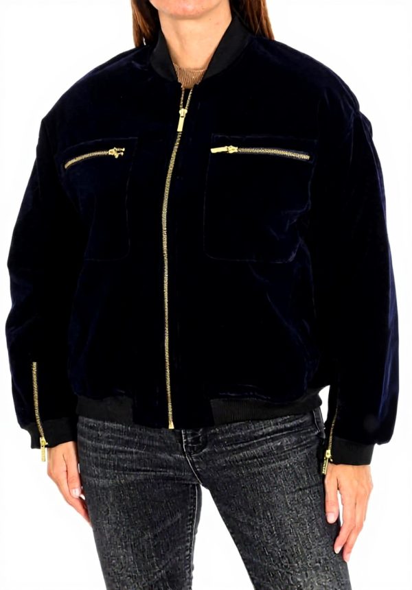 Eleven Paris Velvet Coat Women Blue Velvet Effect Zip