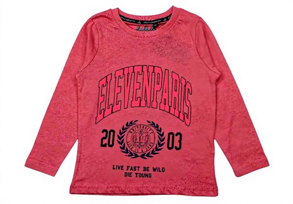 T-shirt Eleven Paris Bambini Ragazzi Rosa Chiaro Maniche