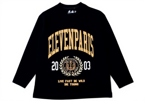 Eleven Paris Kids T-Shirt Short Sleeve Black Cotton