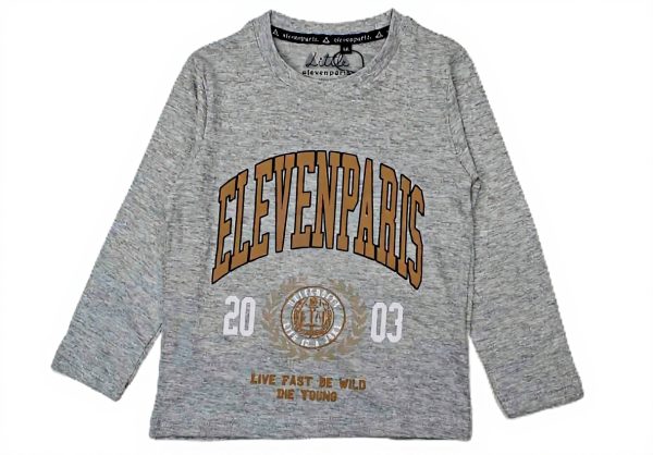 Eleven Paris T-Shirt Kids Boys Girls Short Sleeve Gray