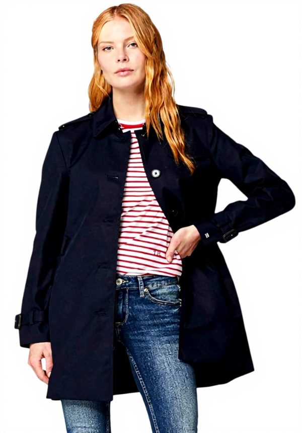 Tommy Hilfiger Womens Trench Coat Cotton Midseason Jacket
