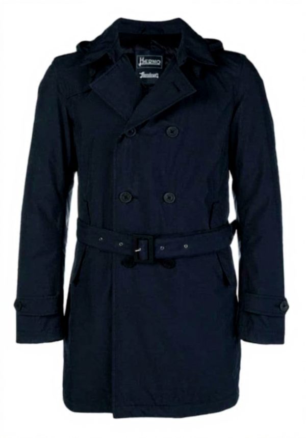 Herno Trench Blu Piumino Uomo Giacche Sportive