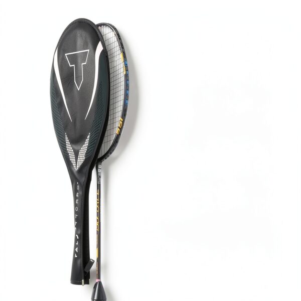 Borsa badminton nero imbottita poliestere logo sport tempo-1